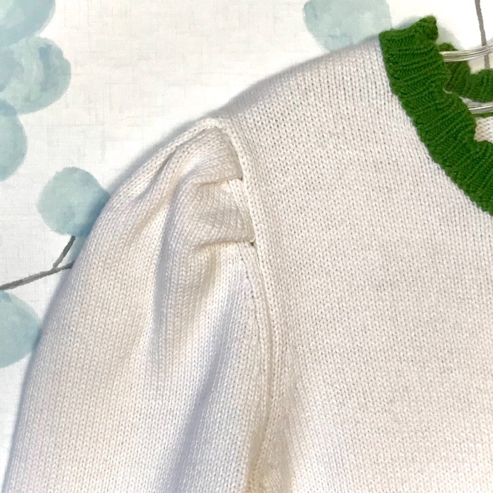 Gymboree Kids Cream Cardigan Knit Sweater Gold Buttons, Pink Bird & Purple Bow - Picture 5 of 13